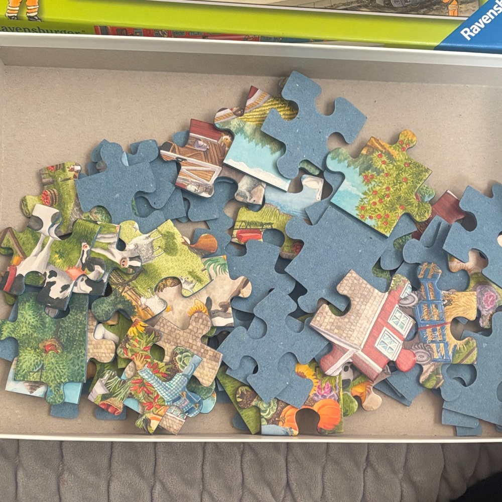 Three Ravensburger Puzzles - Transportation and Farm Themes - Picture 5 of 7